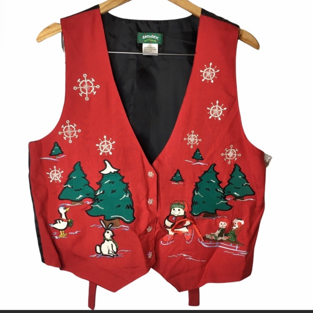 Christmas Vest Raggedy Ann&Andy Snowden LG NWT